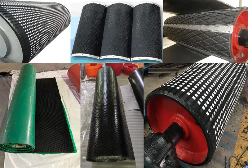 Conveyor Drive Head Vulcanized Pulley Lagging Rubber Sheet with Ceramics